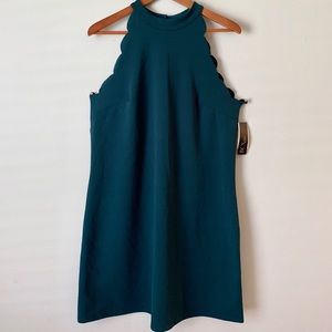 Dark Teal Green Scalloped Dress